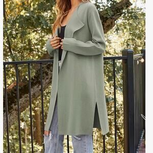 Lillusory Women’s Green Long Cardigan Sweater Size L